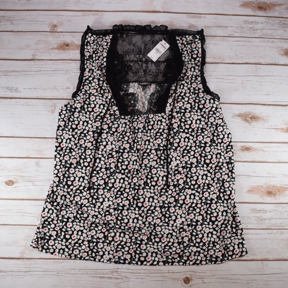 Express Black Lace Floral Tank